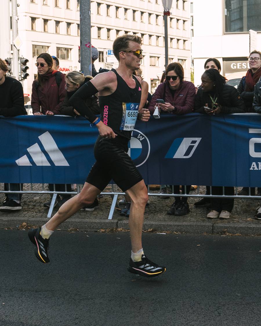 Lloyd competing in the Berlin Marathon